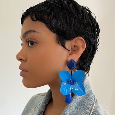 The Blue Floral Earrings - BERNA PECI JEWELRY