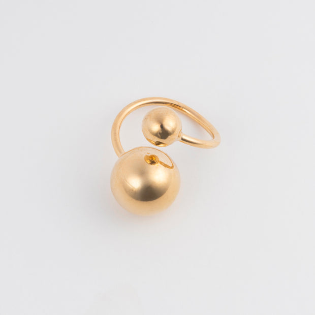 The Gold Double Ball Cuff Ring - BERNA PECI JEWELRY