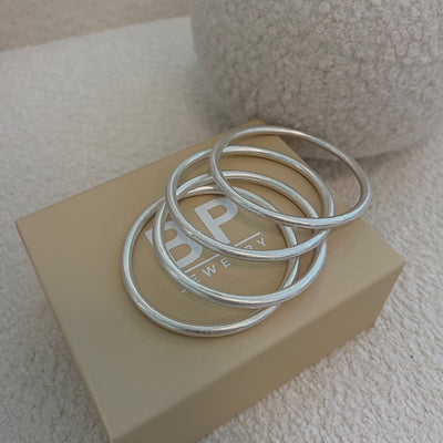 The Silver Stackable Bangle Set - BERNA PECI JEWELRY