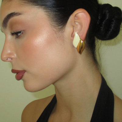 The 1980s Gold Beige Wing Collection Earrings - BERNA PECI JEWELRY