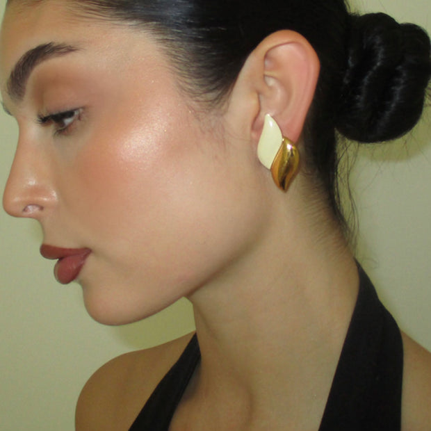 The 1980s Gold Beige Wing Collection Earrings - BERNA PECI JEWELRY