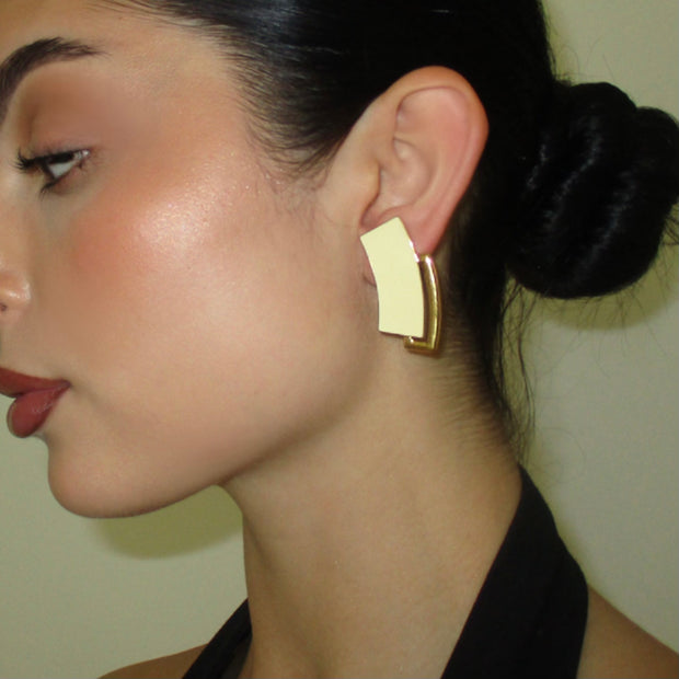 The 1980s Gold Beige Square Collection Earrings - BERNA PECI JEWELRY