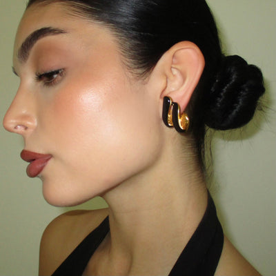 The 1980s Gold Black Twist Collection Earrings - BERNA PECI JEWELRY