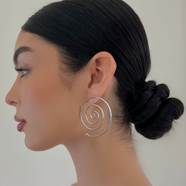 The New Silver Large Swirl Earrings - BERNA PECI JEWELRY