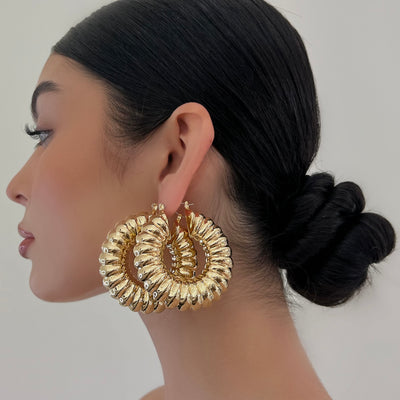 The Gold Large Spring Hoops - BERNA PECI JEWELRY