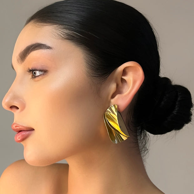The Silver Folded Earrings - BERNA PECI JEWELRY