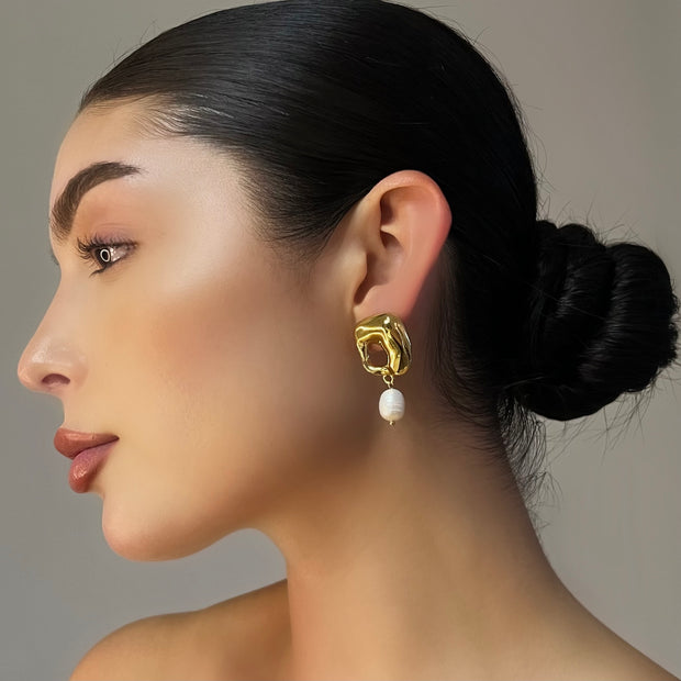 The Gold Dripping In Pear Earring - BERNA PECI JEWELRY