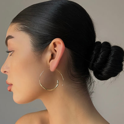 The Gold Open Loop Hoops - BERNA PECI JEWELRY