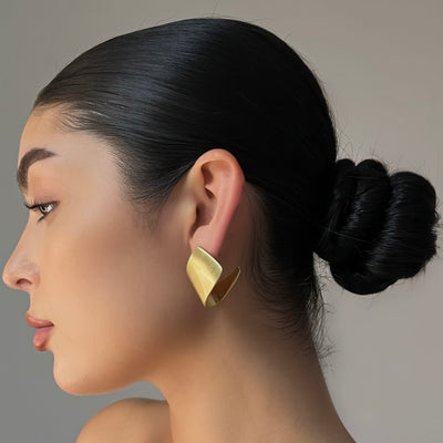The Matte Gold Abstract Earring - BERNA PECI JEWELRY