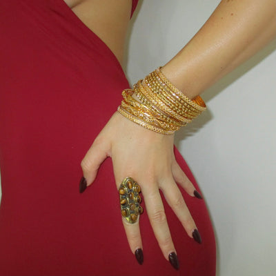The 10 Vintage Gold Bangle Set - BERNA PECI JEWELRY