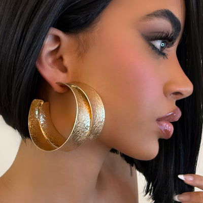 The Large Gold Textured Hoop - BERNA PECI JEWELRY