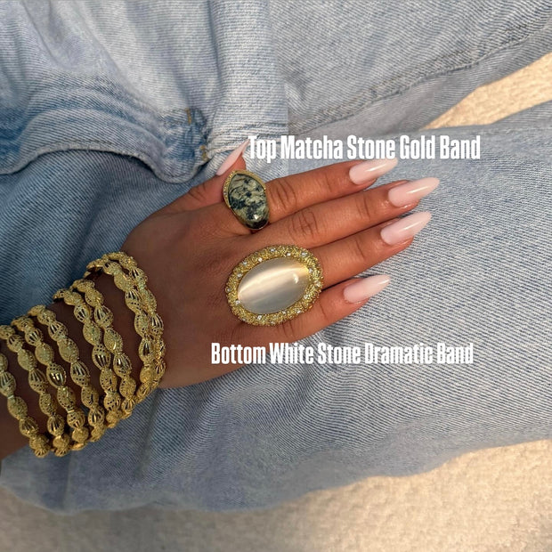 The Gold Matcha Stone Band - BERNA PECI JEWELRY