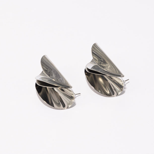 The Silver Folded Earrings - BERNA PECI JEWELRY