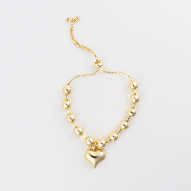 The Gold Heart Charm Bracelet - BERNA PECI JEWELRY
