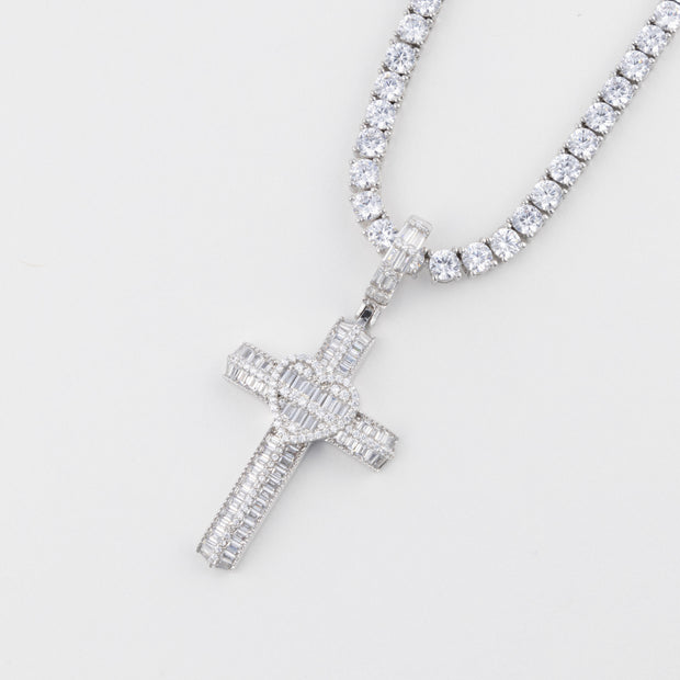 The Crystal Heart Paired Cross Necklace