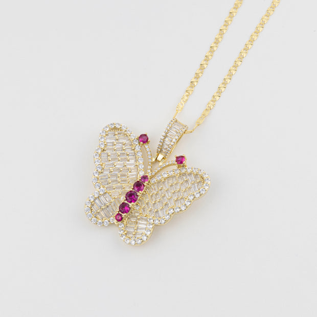 The Pink Butterly Crystal Necklace