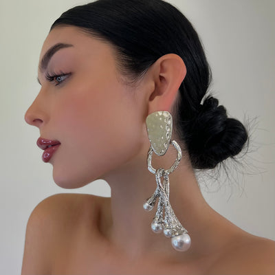 The Chrome Statement Pearl Earrings - BERNA PECI JEWELRY