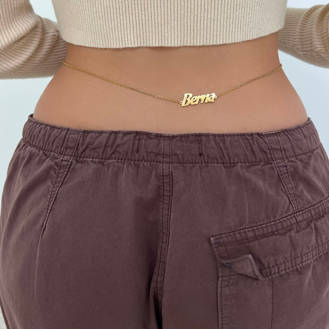 Gold Name Waist Chain Custom Body Chain Nameplate