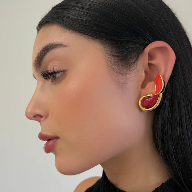 The Gold Red Ear Cuff - BERNA PECI JEWELRY