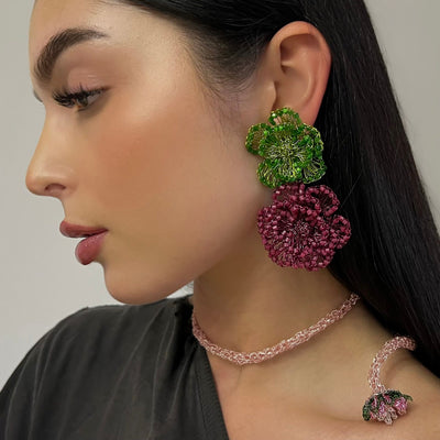 The Handmade Floral Beaded Italy Earrings - BERNA PECI JEWELRY