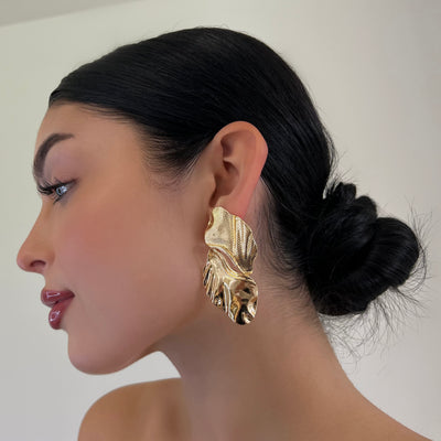 The Gold Folded Stamp Earrings - BERNA PECI JEWELRY