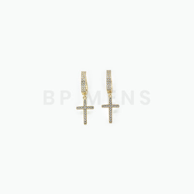 Gold Mini Cross Hoops - BERNA PECI JEWELRY