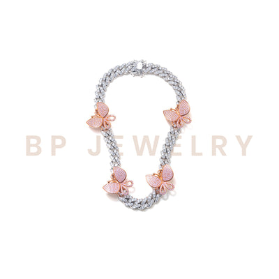 Pink Silver Butterfly Cuban - BERNA PECI JEWELRY