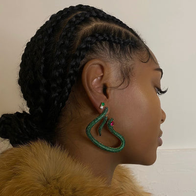 Emerald Snake Elegance Earrings - BERNA PECI JEWELRY