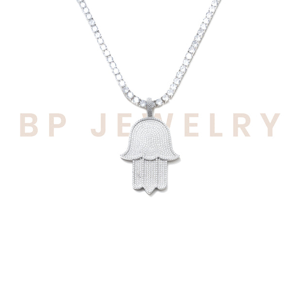 Large Crystal Hamsa Silver Set - BERNA PECI JEWELRY