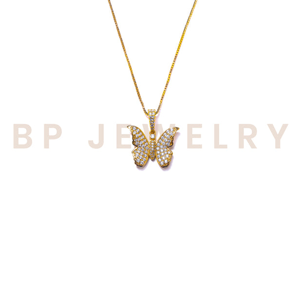 Mini Gold Crystal Butterfly Necklace - BERNA PECI JEWELRY