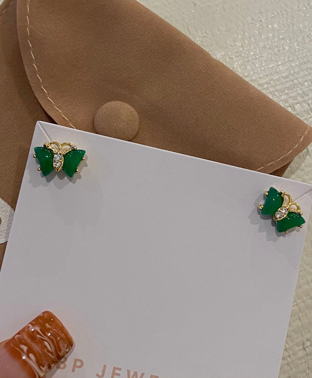 Mini Jade Butterfly Earrings - BERNA PECI JEWELRY