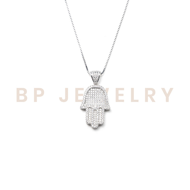 Crystal 3D Silver Hamsa - BERNA PECI JEWELRY