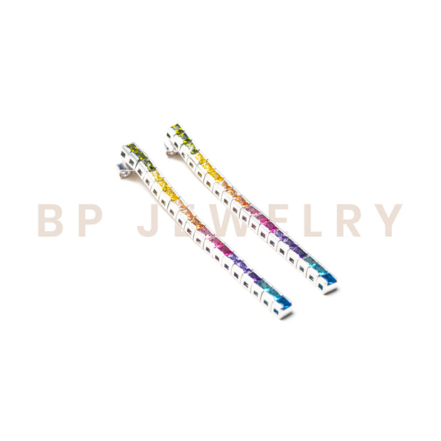 Vertical Crystal Rainbow Earrings - BERNA PECI JEWELRY