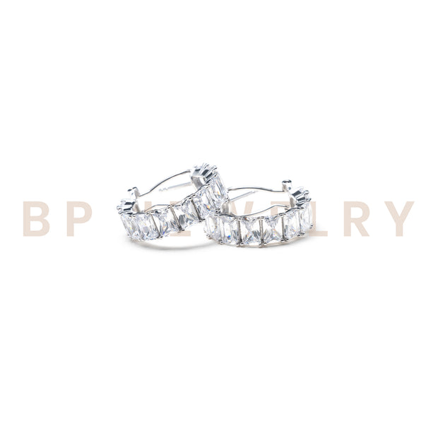 New Icy Silver Diamond Hoops - BERNA PECI JEWELRY