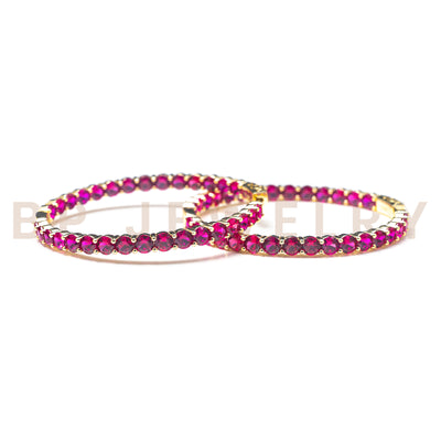 Large Hot Pink Gold Hoops - BERNA PECI JEWELRY