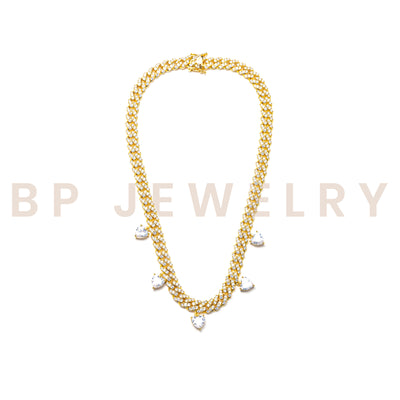 Gold Teardrop Diamond Cuban - BERNA PECI JEWELRY