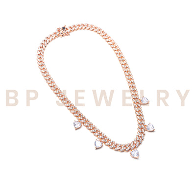 Rose Gold Teardrop Diamond Cuban - BERNA PECI JEWELRY