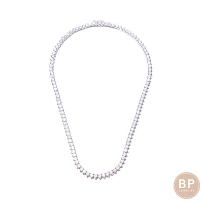 BP Princess Cut Silver Diamond Necklace - BERNA PECI JEWELRY