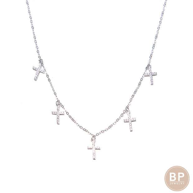 Delicate Silver Cross Chain - BERNA PECI JEWELRY