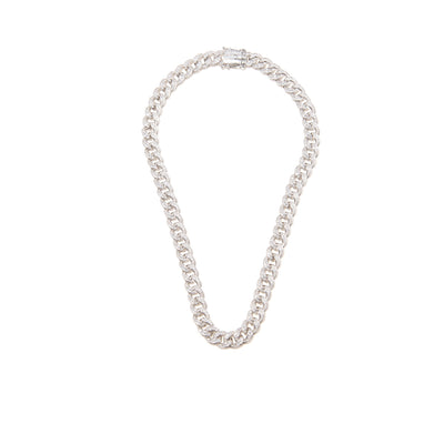Baguette Diamond Silver Link Necklace - BERNA PECI JEWELRY