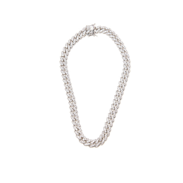 All Around Silver Diamond Link Necklace - BERNA PECI JEWELRY