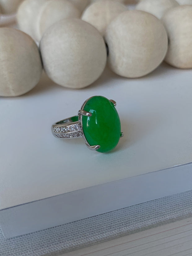 Silver Single Jade Stone Ring - BERNA PECI JEWELRY