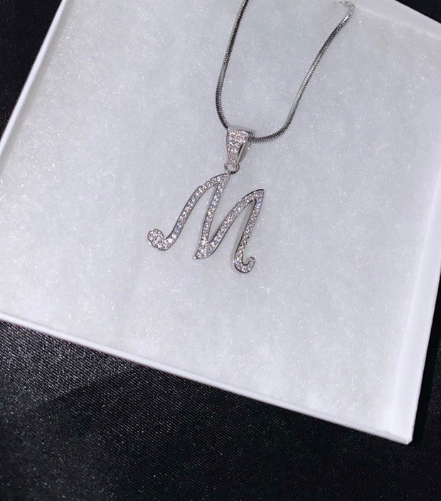 Silver Silk Initials Necklace - BERNA PECI JEWELRY