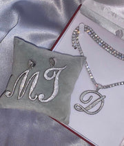 Icy Silver Initial Necklace Set - BERNA PECI JEWELRY