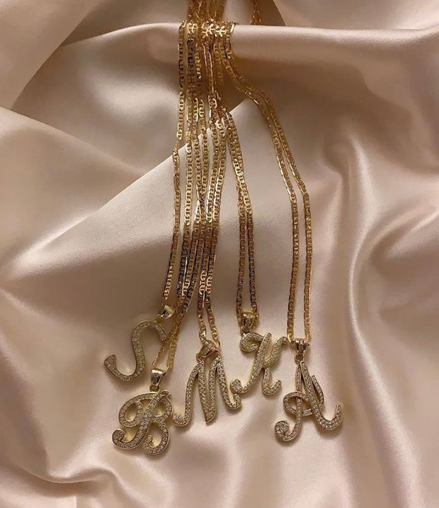 Gold Silk Initials Necklace - BERNA PECI JEWELRY