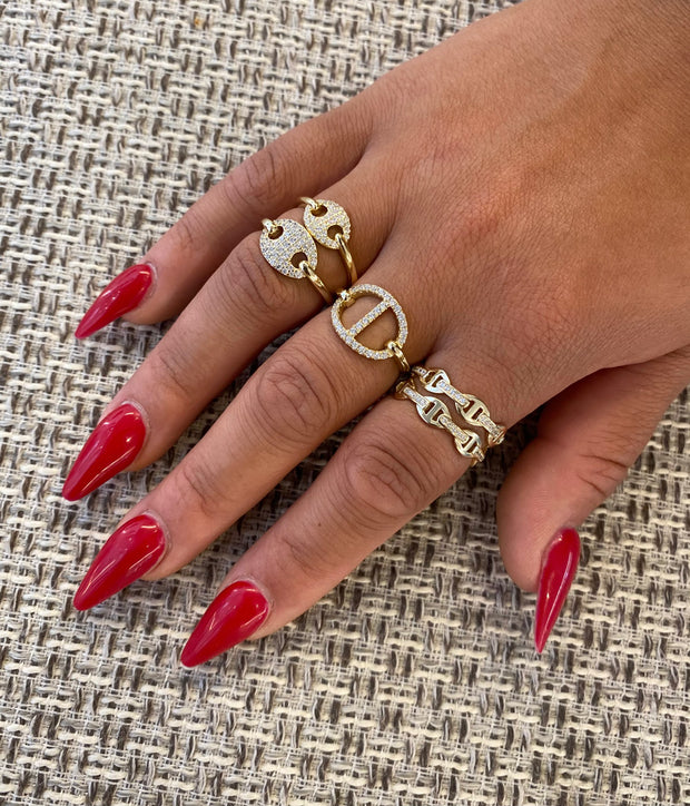 Iced Out Gold Lock Ring - BERNA PECI JEWELRY