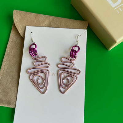 The Abstract Pink Triangle Earrings - BERNA PECI JEWELRY