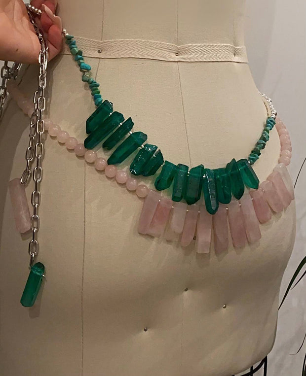 Rose Quartz Healing Body Chain - BERNA PECI JEWELRY