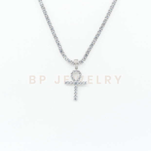 New Silver Diamond Ankh Necklace - BERNA PECI JEWELRY