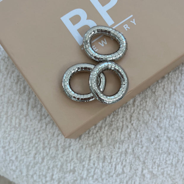 Triple Silver Staple Rings - BERNA PECI JEWELRY